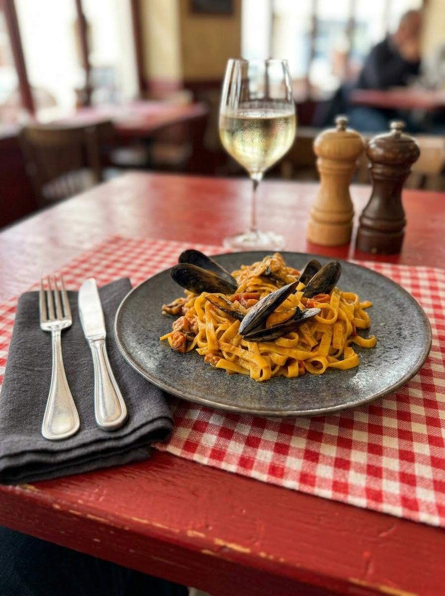 Tagliatelles aux moules sauce tomate