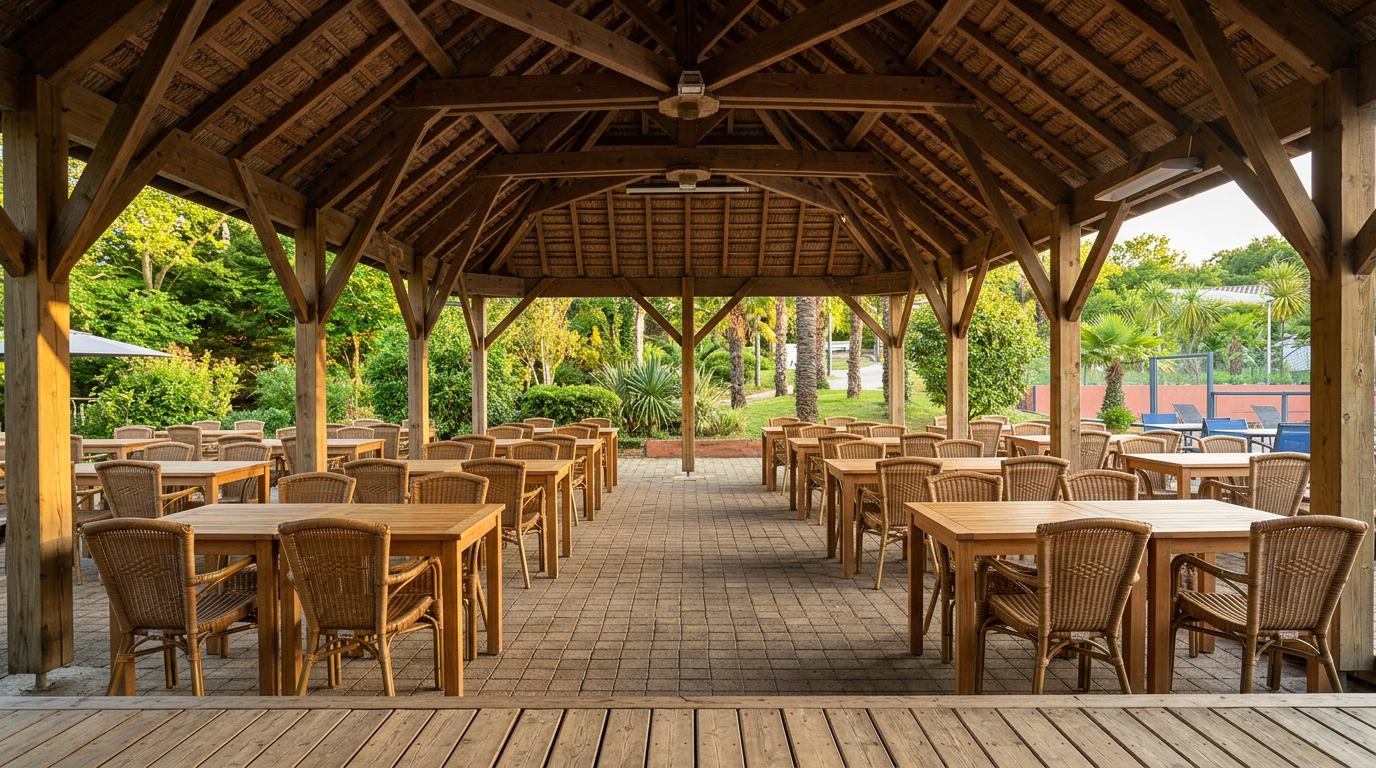 Terrasse du restaurant face à l'océan au Pays Basque